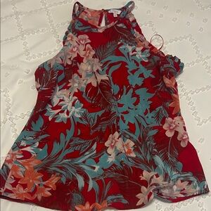 Candie's Red and Blue Floral Top
